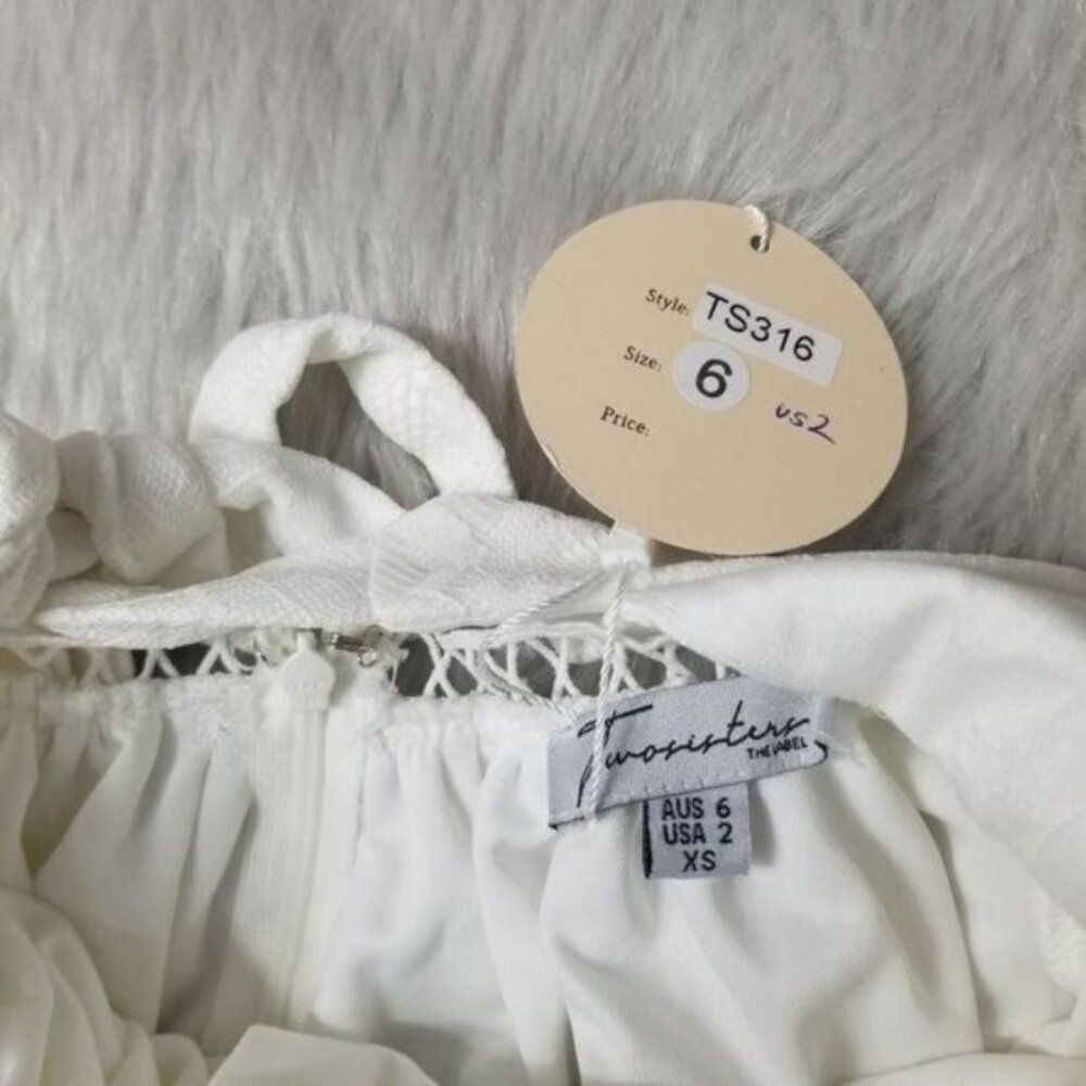 Twosisters The Label White Tory Lace Mini Halter Sleeveless Dress 2 - Picture 3 of 10